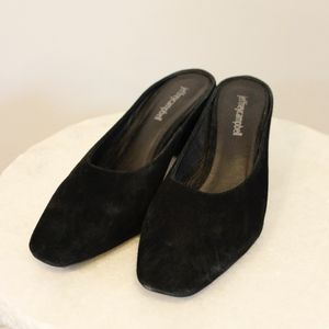Jeffery Campbell Black Suede Heeled Mule Shoe